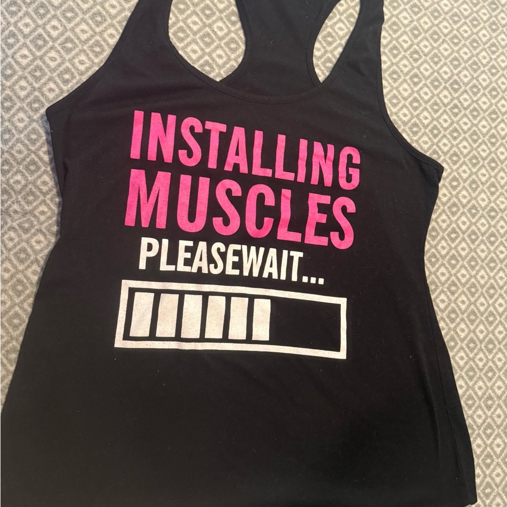 Black Tank Top with Pink Print